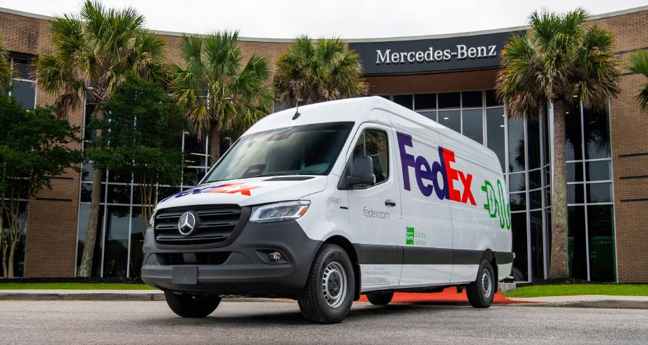 FedEx Sprinter van at Mercedes-Benz dealership